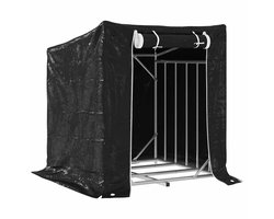 vidaXL - Haardhoutrek - met - regenhoes - 101x61x110,5 - cm - gegalvaniseerd - staal