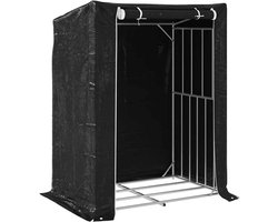 vidaXL - Haardhoutrek - met - regenhoes - 150x100x200 - cm - gegalvaniseerd - staal