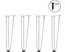 vidaXL - Haarnadelpoten - voor - Salontafel - 4 - st - 42 - cm - massief - staal - wit