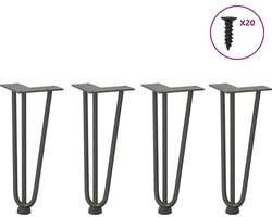 vidaXL Haarspeld tafelpoten - 30 cm - Staal - 4 stuks Haarspeld Tafelpoten - Tafelstijlen - Moderne Tafellampen - Metalen Tafelpoten - Zwarte Tafelpoten
