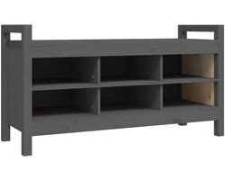 vidaXL - Halbankje - 110x40x60 - cm - massief - grenenhout - grijs