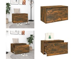 vidaXL Halbankje 80x40x45 cm bewerkt hout gerookt eikenkleurig - Bank - Banken - Bankje - Halbank