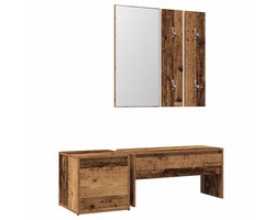 vidaXL Halkast - Halmeubilair - Halmeubelset bewerkt hout oud houtkleurig - Vintage Kast - Houten Kast - Opbergoplossing