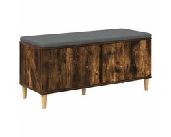 vidaXL - Hallenbank - met - kussen - met - opslag - Gerookte - Eik - 100 - x - 38 - x - 46 - cm