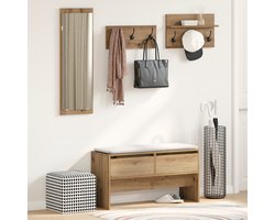 vidaXL - Halmeubelset - 4 - st - Ambachtelijk - Eiken - 90 - x - 31 - x - 46,5 - cm