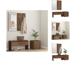vidaXL Halmeubelset - Halmeubelsets - Halmeubel - Garderobeset - Garderobe set bewerkt hout bruin eikenkleur