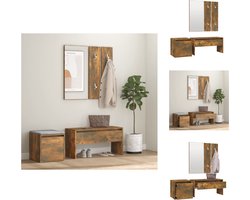 vidaXL Halmeubelset - Halmeubelsets - Halmeubel - Garderobeset - Garderobe set bewerkt hout gerookt eikenkleurig