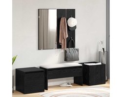 vidaXL - Halmeubelset - Wandgemonteerd - met - spiegel - 6 - pcs - Bewerkt - hout