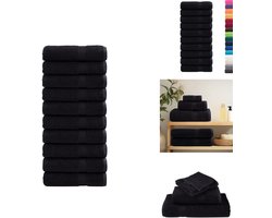 vidaXL Handdoek - Handdoeken - Badhanddoek - Badlaken - Badhanddoeken SOLUND 10 st 600 g/m² 70x140 cm zwart