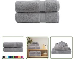 vidaXL Handdoek Set - Badhanddoek - Handdoeken SOLUND 2 st 600 g/m² 50x100 cm grijs - Katoenen Handdoek - Grijze Handdoek - Grote Handdoek