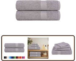 vidaXL Handdoeken - 2 stuks - 50x100 cm - Grijs Badhanddoek - Handdoek Set - Katoenen Handdoek - Grijze Handdoek - Zachte Handdoek