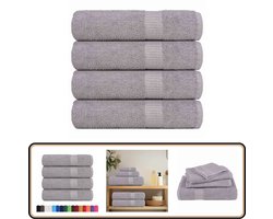 vidaXL Handdoeken - 4 stuks - 50x100 cm - Grijs - Katoen Badhanddoeken - Handdoeken Set - Katoenen Handdoeken - Grijze Handdoeken - Zachte Handdoeken