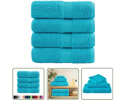 vidaXL Handdoeken - Gastendoekjes - Premium washandjes SOLUND 4 stuks turquoise 30x30 cm 600 g/m2 - Keukenhanddoeken - Badeffect - Turkoois