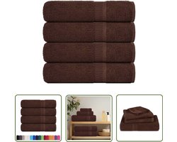 vidaXL Handdoeken Set - 4 stuks - 100% Katoen - Bruin Badhanddoek - Katoen Handdoek - Bruine Handdoek - Dikke Handdoek - Absorberende Handdoek