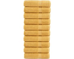 vidaXL - Handdoeken - SOLUND - 10 - st - 600 - g/m² - 50x100 - cm - goudkleurig
