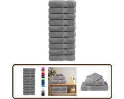 vidaXL Handdoeken SOLUND - 10 stuks - 600 g/m² - Grijs Badhanddoeken - Handdoeken Set - Katoen Handdoeken - Grijze Handdoeken - Badkamer Accessoires