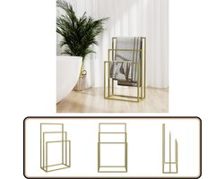 vidaXL Handdoekenrek Goudkleurig - 48x24x79 cm Handdoekenrek - Badkamerspiegel - Badkameraccessoires - Gouden Decoratie - Multifunctionele Kast