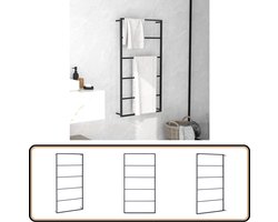 vidaXL Handdoekenrek - Staal - Zwart - 60x10x116 cm Handdoekenrek - Badkameraccessoires - Staal Handdoekenrek - Zwart Handdoekenrek - Wandmontage
