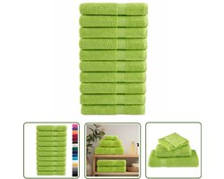 vidaXL Handdoekenset - Badhanddoeken - Handdoeken SOLUND 10 st 600 g/m² 100x200 cm appelgroen - Katoenen Handdoeken - Groene Handdoeken - Grote Handdoeken