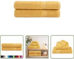 vidaXL Handdoekenset - Badhanddoeken - Handdoeken SOLUND 2 st 600 g/m² 100x200 cm goudkleurig - Gouden Handdoeken - Katoenen Handdoeken - Grote Handdoeken
