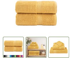 vidaXL Handdoekjes - Gastendoekjes - Gastendoekjes SOLUND 2 st 600 g/m² 30x50 cm goudkleurig - Gouden Handdoeken - Katoenen Handdoeken - Badlakenset