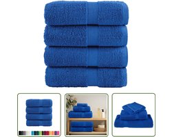 vidaXL Handdoekjes - Gastendoekjes - Gastendoekjes SOLUND 4 st 600 g/m² 30x50 cm blauw - Badeend - Blauwdruk - Katoen