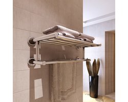 vidaXL Handdoekrek - Badkamer Accessoire - Handdoekenrek met 6 roedes roestvrij staal - Roestvrijstaal - Wandmontage - Design Handdoekrek