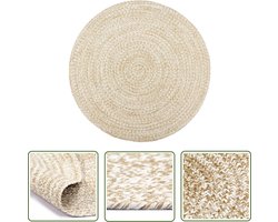 vidaXL Handgemaakt Tapijt - Jute Tapijt - Vloerkleed handgemaakt 180 cm jute wit en bruin - Naturel Tapijt - Vloerkleed - Rond Tapijt