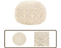 vidaXL Handgemaakte Macramé Poef - Katoen 45x30 cm Macrame Poef - Katoen Poef - Boho Poef - Vloerzeil - Woonaccessoires