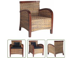 vidaXL Handgemaakte Stoel - Rattan Fauteuil - Fauteuil handgeweven rattan - Lounge Stoel - Vintage Stoel - Binnenstoelen