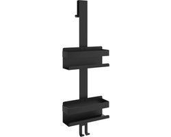 vidaXL Hangend Doucherek - Matzwart - Roestvrij Staal Doucherrek - Hangend Doucherek - Badkamer Accessoires - Roestvrijstalen Doucherek - Opbergruimte Badkamer