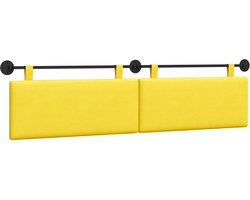 vidaXL - Hangend - hoofdbord - Licht - Geel - 210 - x - 55 - x - 5 - cm - Corduroy - stof