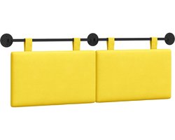 vidaXL - Hangend - hoofdbord - Licht - Geel - Corduroy - stof