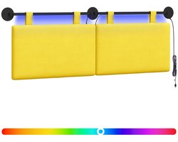 vidaXL - Hangend - hoofdbord - Licht - Geel - Corduroy - stof