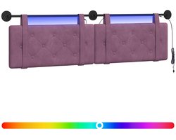 vidaXL - Hangend - hoofdbord - Met - LED-verlichting - Paars - Fluweel