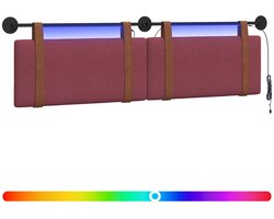 vidaXL - Hangend - hoofdbord - Met - LED-verlichting - Wijnrood - Antiek - PU