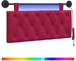 vidaXL - Hangend - hoofdbord - Met - LED-verlichting - Wijnrood - Fluweel