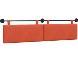 vidaXL - Hangend - hoofdbord - Rood - Oranje - 210 - x - 55 - x - 5 - cm - Corduroy - stof