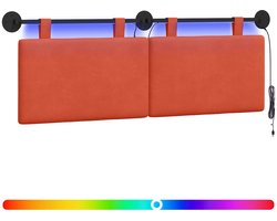 vidaXL - Hangend - hoofdbord - Rood - Oranje - Corduroy - stof