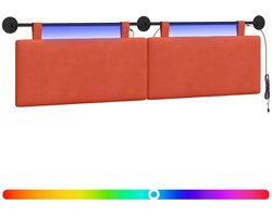 vidaXL - Hangend - hoofdbord - Rood - Oranje - Corduroy - stof