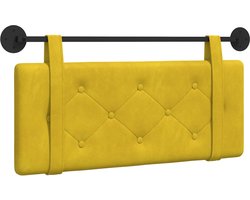 vidaXL - Hangend - hoofdbord - Wandgemonteerd - Geel - 110 - x - 55 - x - 5 - cm - Fluweel