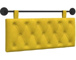 vidaXL - Hangend - hoofdbord - Wandgemonteerd - Geel - 110 - x - 55 - x - 7 - cm - Fluweel
