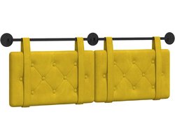 vidaXL - Hangend - hoofdbord - Wandgemonteerd - Geel - 150 - x - 55 - x - 5 - cm - Fluweel