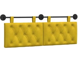 vidaXL - Hangend - hoofdbord - Wandgemonteerd - Geel - 150 - x - 55 - x - 7 - cm - Fluweel