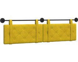 vidaXL - Hangend - hoofdbord - Wandgemonteerd - Geel - 190 - x - 55 - x - 5 - cm - Fluweel