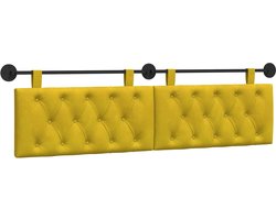 vidaXL - Hangend - hoofdbord - Wandgemonteerd - Geel - 190 - x - 55 - x - 7 - cm - Fluweel