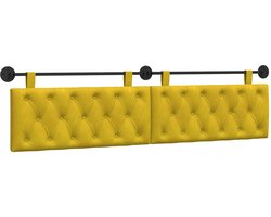 vidaXL - Hangend - hoofdbord - Wandgemonteerd - Geel - 210 - x - 55 - x - 7 - cm - Fluweel