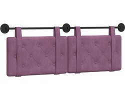 vidaXL - Hangend - hoofdbord - Wandgemonteerd - Paars - 130 - x - 55 - x - 5 - cm - Fluweel