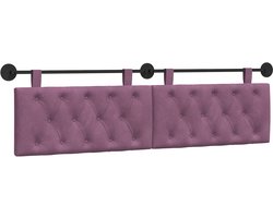 vidaXL - Hangend - hoofdbord - Wandgemonteerd - Paars - 170 - x - 55 - x - 7 - cm - Fluweel