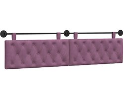 vidaXL - Hangend - hoofdbord - Wandgemonteerd - Paars - 210 - x - 55 - x - 7 - cm - Fluweel